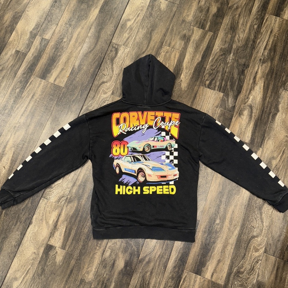 Aeropostale‎ Chevrolet Corvette Graphic Hoodie Black Vintage Style Men's Size M